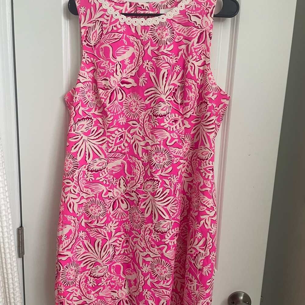Lilly Pulitzer Pink and White Aubria Shift Dress